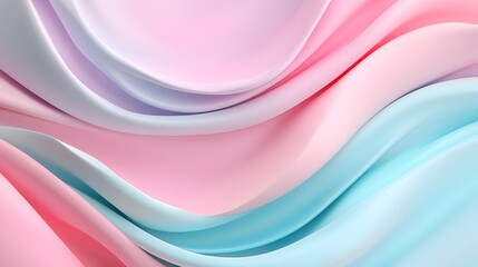 Fototapeta premium Delicate Pastel Swirls Abstract 3D Background with Soft Elegant Curves and Fluid Shapes Contemporary Modern Digital Art with Calming Serene Color Palette and Aesthetic Visual Design