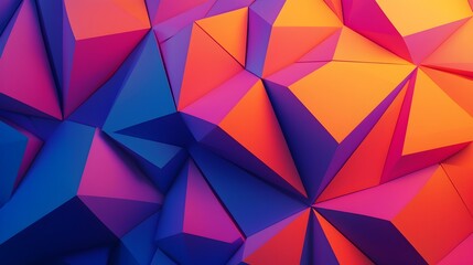Obraz premium Captivating 3D featuring bright geometric polygonal shapes with fluid futuristic color transitions and a dynamic contemporary aesthetic This abstract