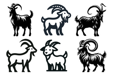 goat farm animals collection vector set