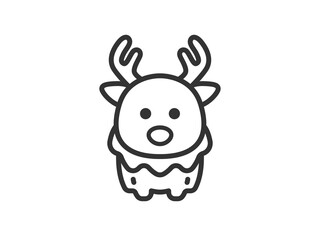 トナカイのアイコン（線画）のイラスト