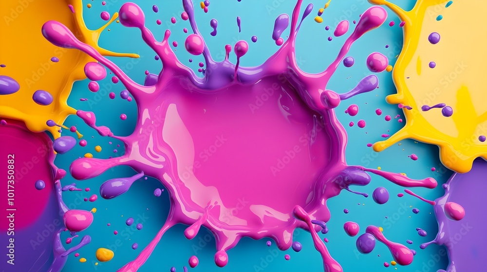 Poster vibrant color splash in dynamic 3d fluid motion abstract digital with expressive energetic visuals a