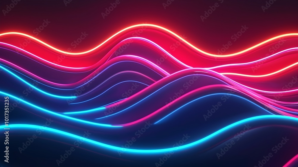 Poster captivating 3d digital showcasing a mesmerizing display of bright colorful neon lights and dynamic a