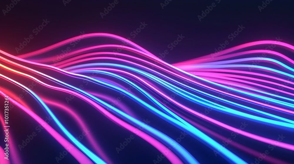 Poster captivating 3d digital featuring a mesmerizing display of vibrant neon lights and dynamic abstract w