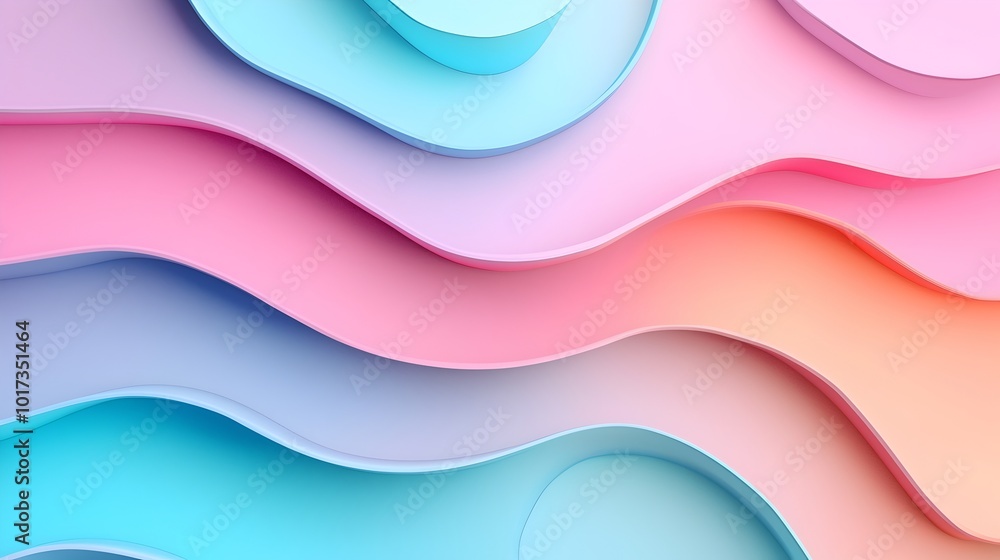 Aufkleber captivating abstract digital featuring a smooth pastel gradient backdrop with flowing organic 3d sha