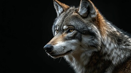 Naklejka premium Close-up Portrait of a Wolf with Golden Eyes