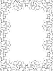 All these designs are hand-drawn and unique 
Flower Border Beautiful black and white illustration for adult coloring book,
This is a printable Beautiful Zentangle Coloring page for KDP Interior, POD p