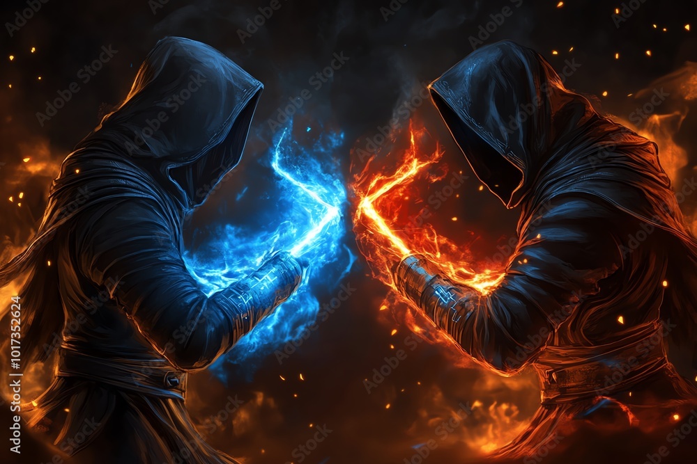 Poster magical world where hacktivists use glowing cyber spells to take down corrupt rulers, representing t