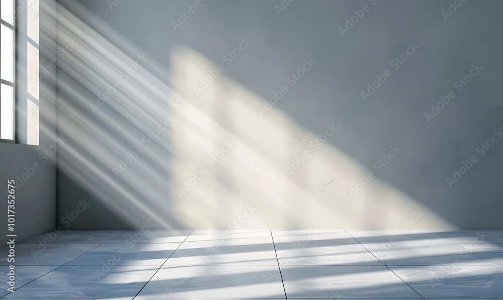 Poster abstract white empty room with window and shadows