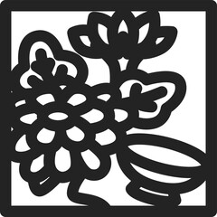 ミニ正方形花札アイコン　長月　菊　盃　9月　菊に盃