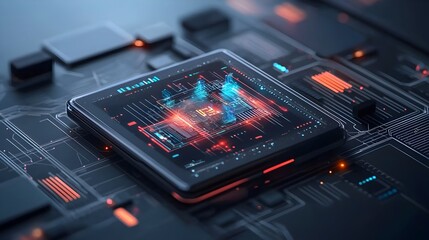 Glowing Holographic Interface of Advanced AI Powered Digital Assistant Enhancing Futuristic Workspace Technology