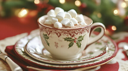 Fototapeta premium Cozy Cup of Hot Cocoa with Marshmallows