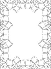 All these designs are hand-drawn and unique 
Flower Border Beautiful black and white illustration for adult coloring book,
This is a printable Beautiful Zentangle Coloring page for KDP Interior, POD p