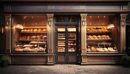 Delicious fresh baking products in a storefront - bakery - food - fresh 