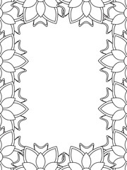 All these designs are hand-drawn and unique 
Flower Border Beautiful black and white illustration for adult coloring book,
This is a printable Beautiful Zentangle Coloring page for KDP Interior, POD p