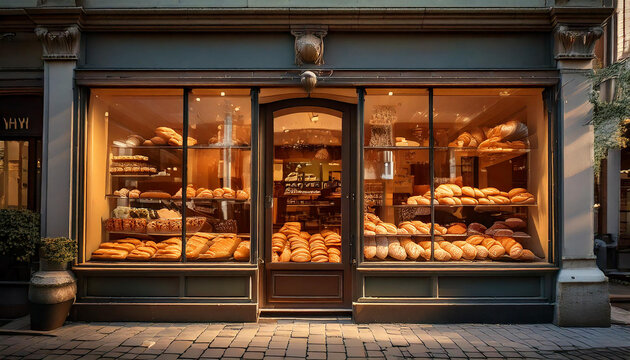 Delicious fresh baking products in a storefront - bakery - food - fresh 