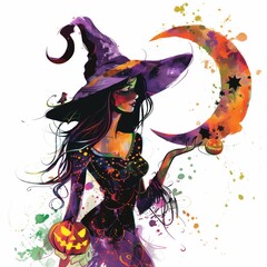 A retro-style Halloween witch with a nostalgic charm