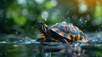 Obraz premium a turtle that is sitting in the water