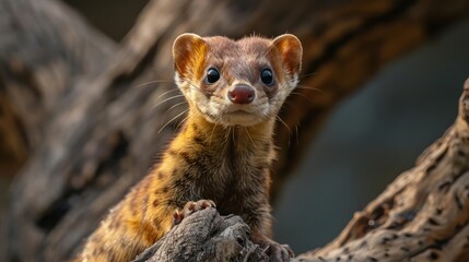 a close up of a small animal on a tree branch
