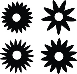 Icons of spring flower isolated on white. Cute illustrations in black for stickers, labels, postcards, scrapbooking. Floral icon. Flowers, and leaves line art icons. flowers design.