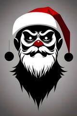 Fototapeta premium scratch board effect evil scary evil Santa clause, illustration, flat, 2D, vector art, christmas, Saint Nicholas, Saint Nick, Father Christmas, Kris Kringle, Klaus, creepy, dark, menacing, sinister