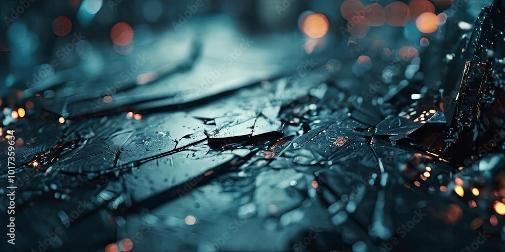 Poster a blurry image of a broken glass with a dark background