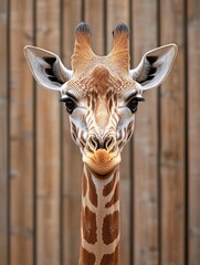 Fototapeta premium giraffe isolated on wooden background