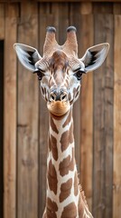Obraz premium giraffe isolated on wooden background