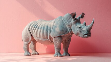 Fototapeta premium 3D Rhinoceros on Soft Pastel Background