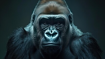 Obraz premium a close up of a gorilla with a black background