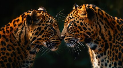 a couple of large cats standing next to each other