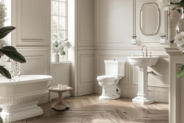 Discover the charm of timeless design with this classic white bathroom suite.