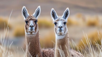 Obraz premium a couple of llamas standing next to each other