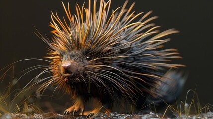 a close up of a porcupine on the ground