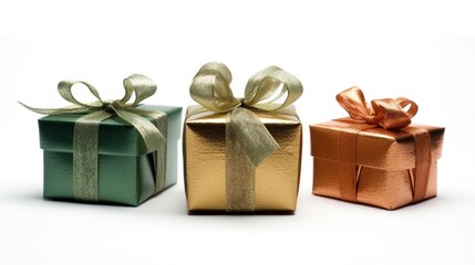 Three Gift Boxes with Elegant Ribbons