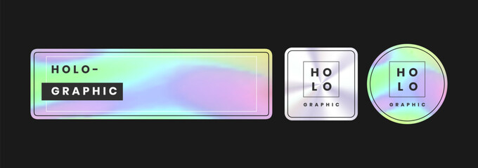 Holographic Gradient Label and Badge Set for Modern Branding and Design

