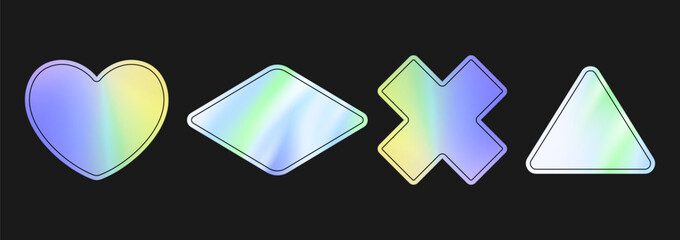 Holographic Gradient Label and Badge Set for Modern Branding and Design

