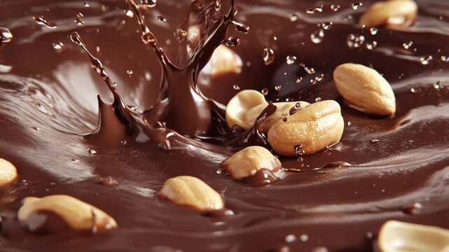 Splashing Chocolate and Peanuts