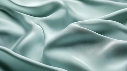 Fototapeta premium A close-up of a mint green fabric background, soft texture with subtle folds, light and shadow play creating a gentle wave effect. Light and Shadow Play. Illustration