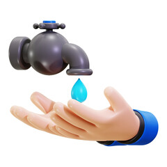 3d Washing Hand icon. Suitable for environmental conservation, water saving campaigns, plumbing services, and sustainability concepts