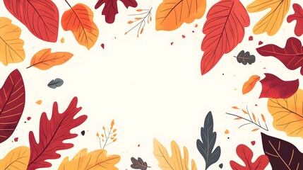 Red, orange, yellow leaves on white background. Perfect for autumnthemed designs, nature backgrounds, seasonal promos, and botanical illustrations.