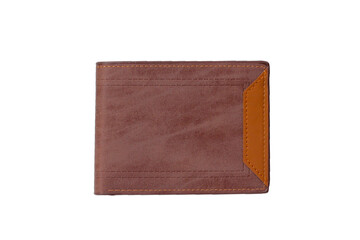 Brown wallet on white background.
