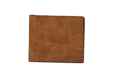 Brown wallet on white background.