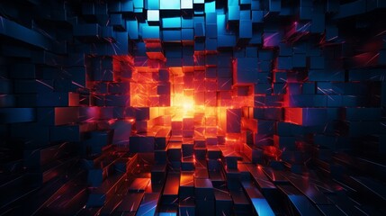 Obraz premium 赤い光と黒い建造物 背景素材,Generative AI AI画像