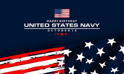 Happy birthday US Navy October 13 background Vector banner 