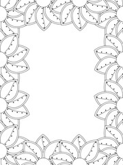 All these designs are hand-drawn and unique 
Flower Border Beautiful black and white illustration for adult coloring book,
This is a printable Beautiful Zentangle Coloring page for KDP Interior, POD p