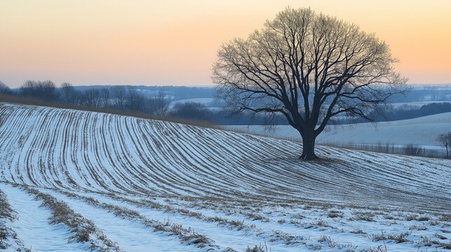 fields in the winter late afternoon