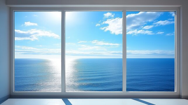 Fototapeta huge bay window overlooking the ocean