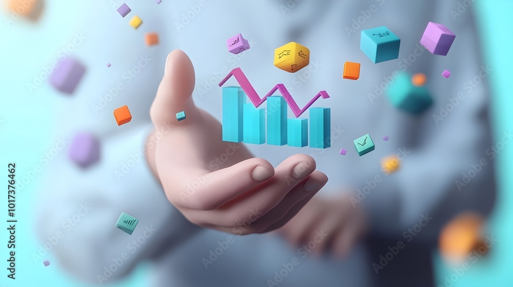 Aufkleber businessman holding a graph showing upward market trend financial success data display concept top v