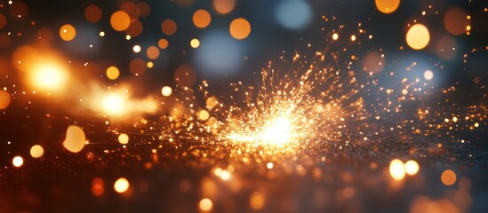 Obraz premium Abstract sparkling background with a burst of light and bokeh effect.