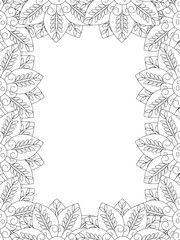 All these designs are hand-drawn and unique 
Flower Border Beautiful black and white illustration for adult coloring book,
This is a printable Beautiful Zentangle Coloring page for KDP Interior, POD p